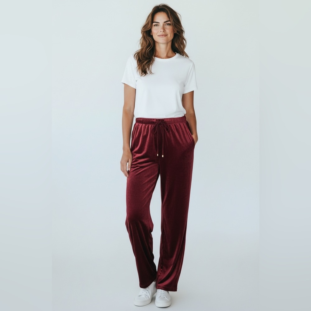 NWT Autres filles Burgundy Velvet Pants